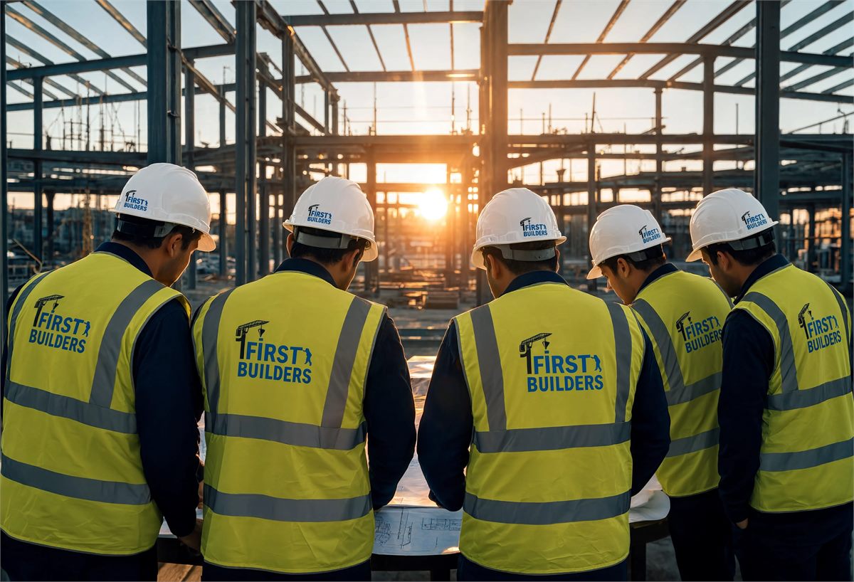On-site coordination at sunset